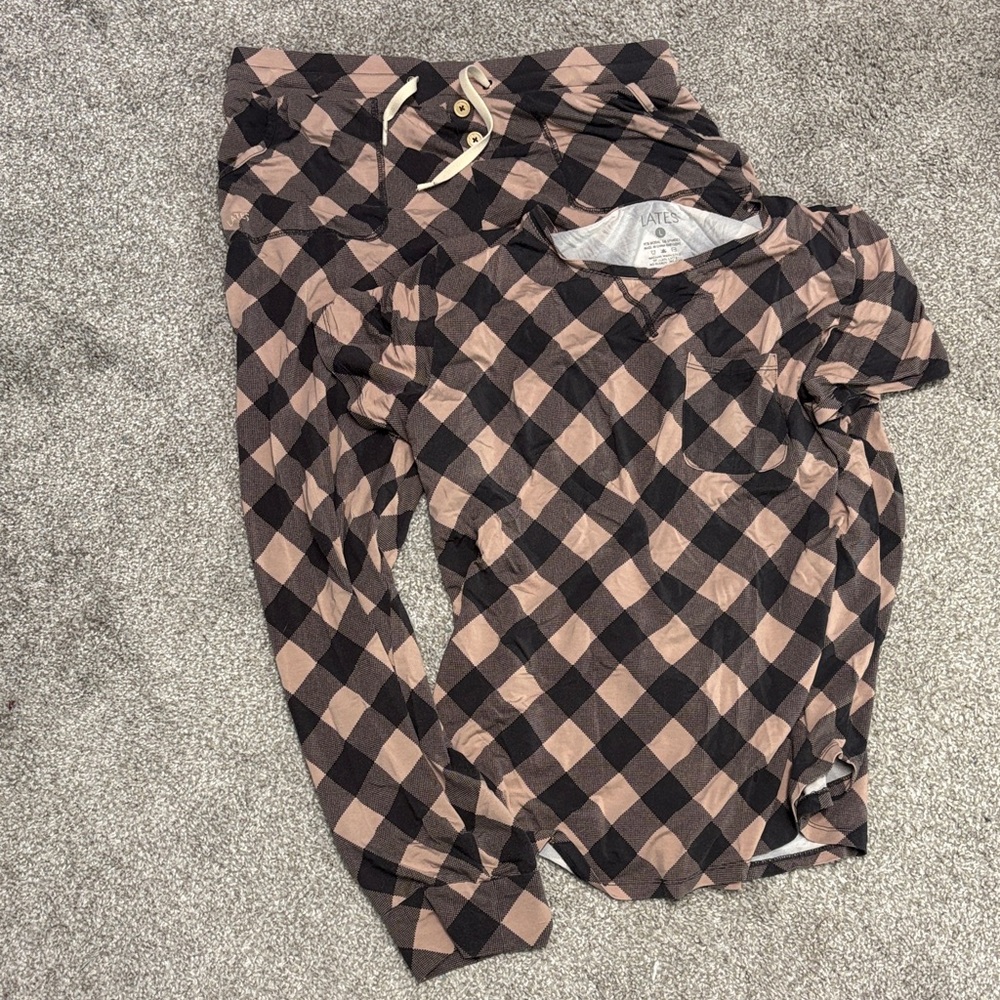 Lates By Kate Plaid Short Sleeve Shirt and Pants Set